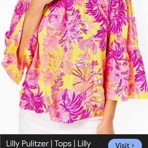 Lilly Pulitzer Yellow & Pink Floral Off-Shoulder Top